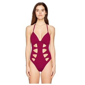 Kenneth Cole New York Cut Out Halter Swimsuit